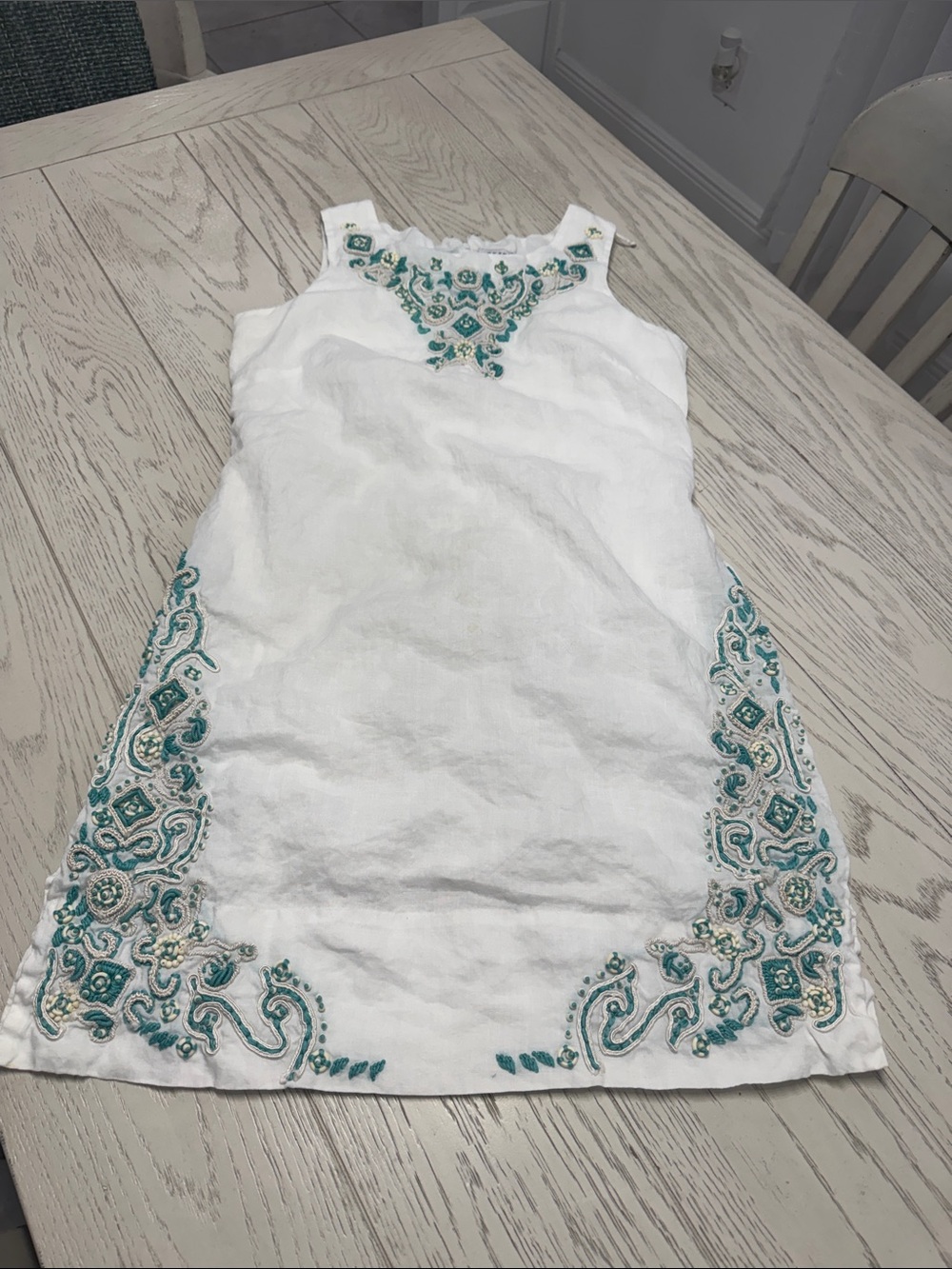 Gretchen Scott Designs Light Aqua Cotton Dress with Rainbow Tag